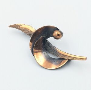 Vintage modernist abstract copper brooch pin